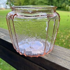 Vintage Pink Glass Jar Anchor Hocking